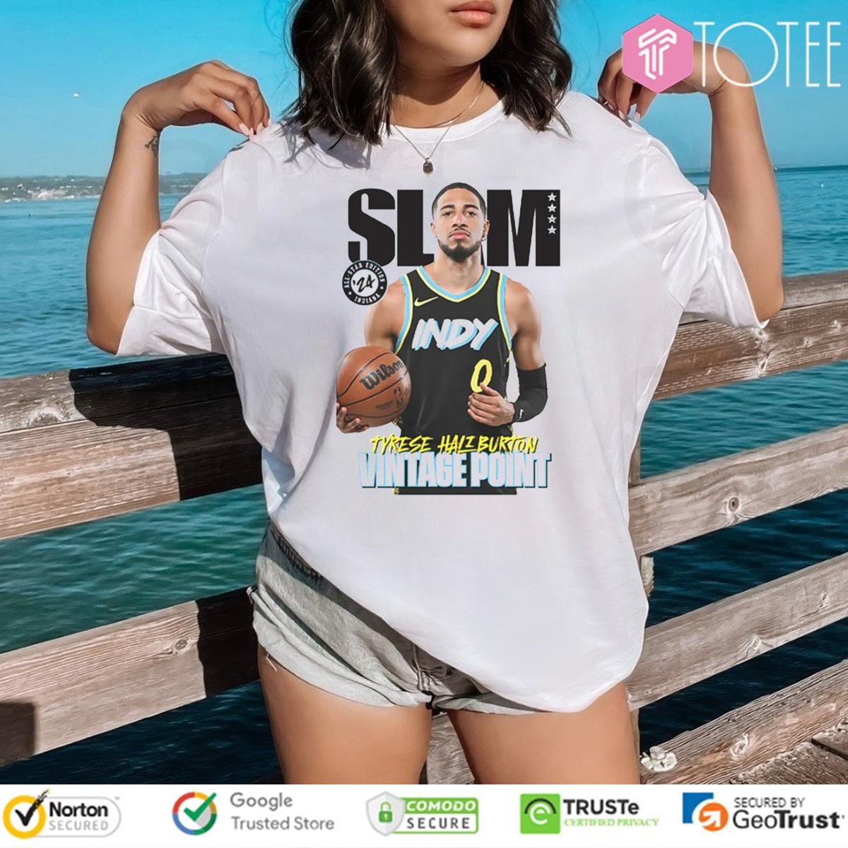 The Haliban Tyrese Haliburton Indiana Pacers Vintage Point Slam Cover T-shirt