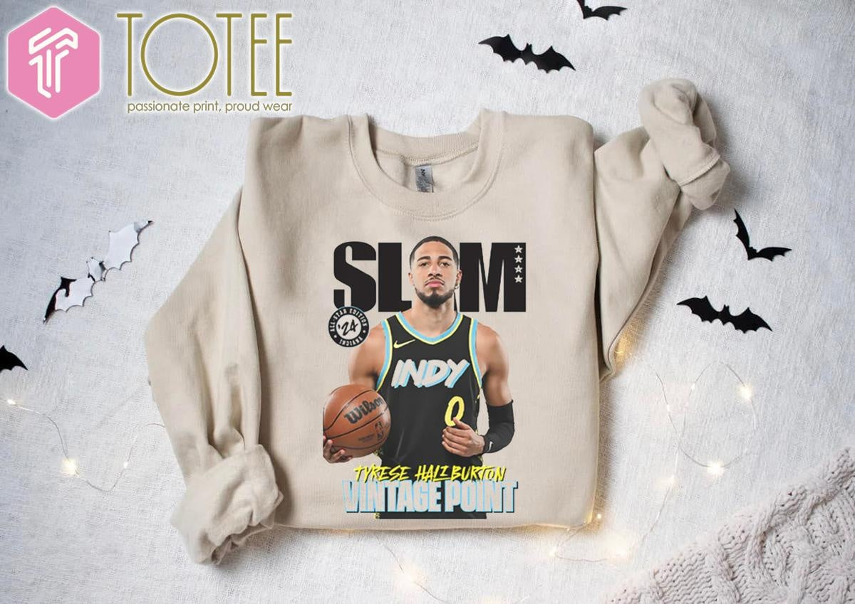 The Haliban Tyrese Haliburton Indiana Pacers Vintage Point Slam Cover T-shirt