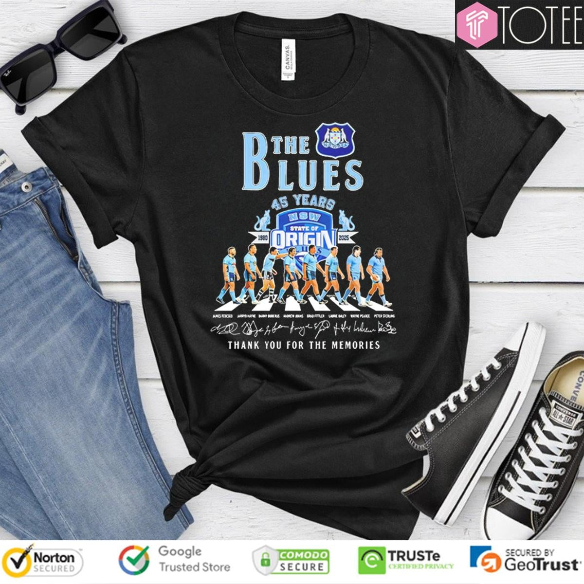 The New South Wales Blues 45 Years 1980-2025 Signatures T-shirt