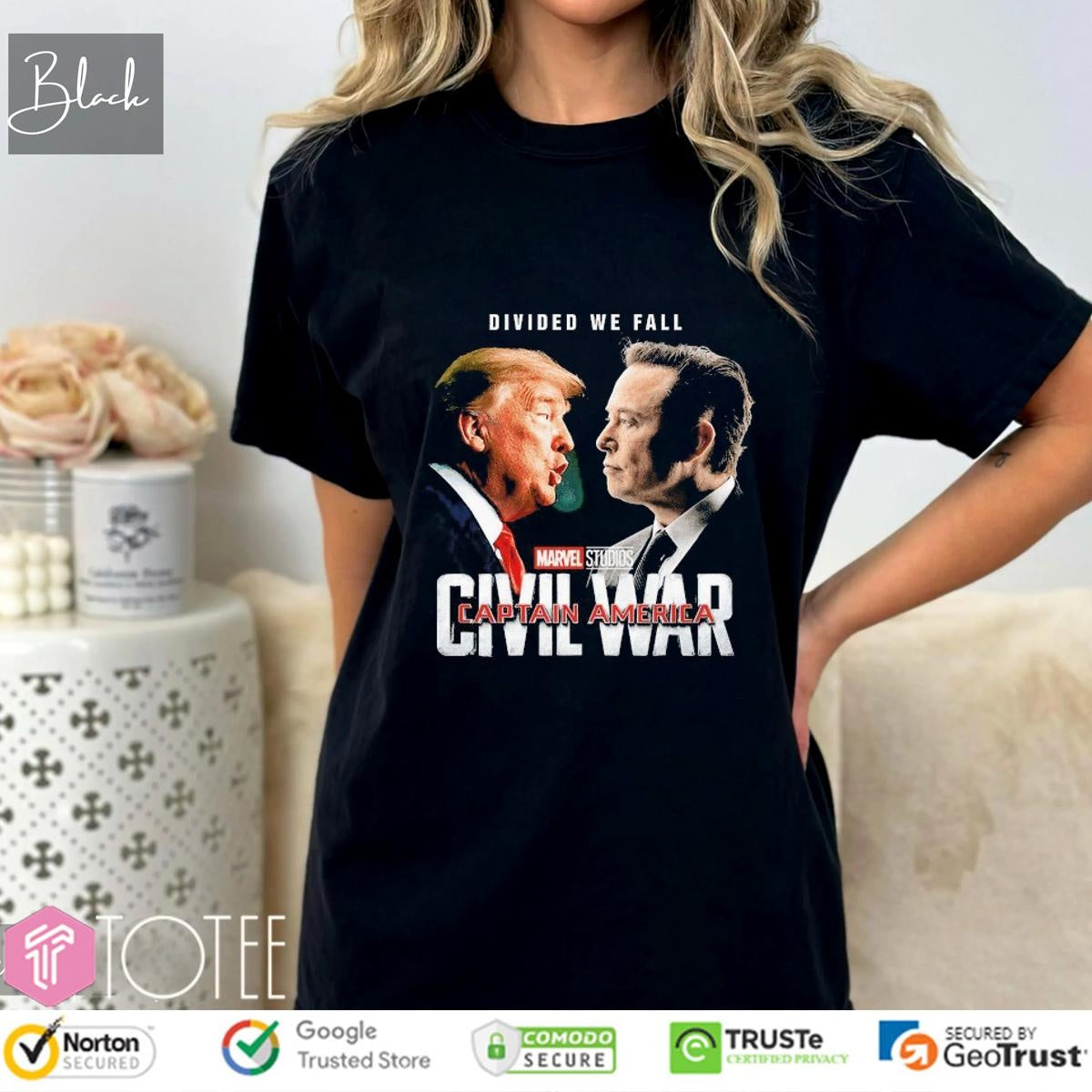 Trump Vs Elon Musk Civil Wars Divided We Fall T-shirt