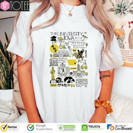 University Of Iowa Hawkeyes Art Illustration T-shirt