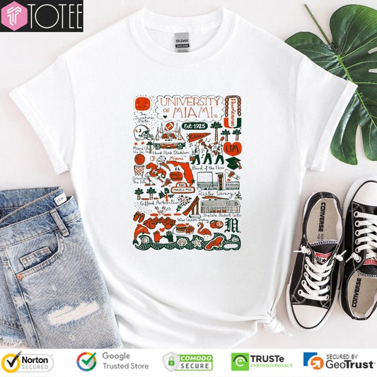 University Of Miami Hurricanes Art Illustration T-shirt