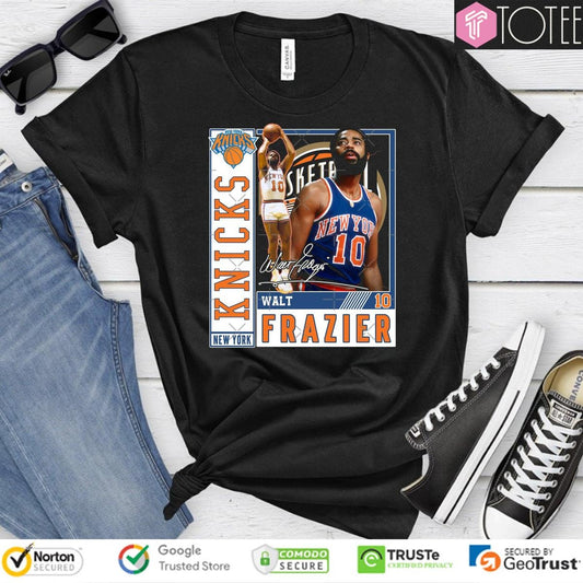 Walt Frazier Clyde New York Knicks Basketball Legend Signature T-shirt