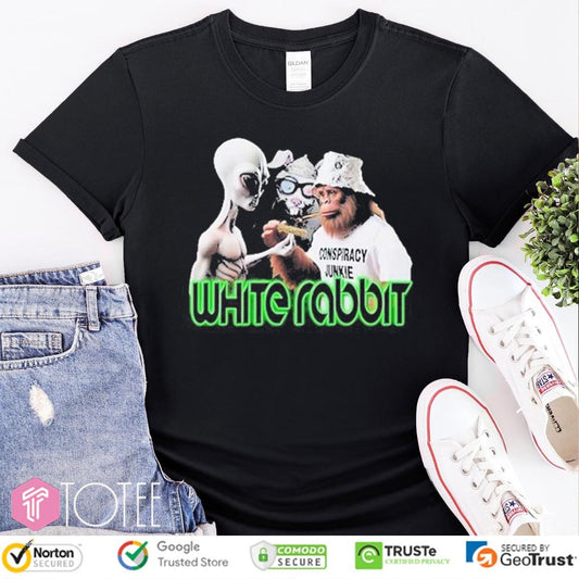 White Rabbit Cryptid Smoke Sesh Alien Bigfoot Sasquatch T-shirt