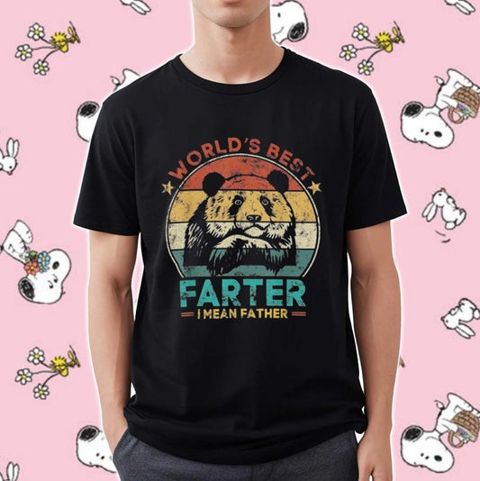 Worlds Best Farter I Mean Father Panda Bear Fathers Day Vintage T-shirt
